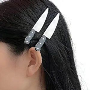 NWT 2 Chef Knife Hair clips Hair Pins set Halloween